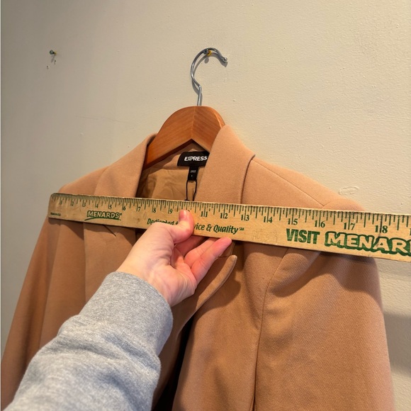 Express Tan blazer preppy double breasted office workwear neutral minimalist - Picture 7 of 16